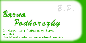 barna podhorszky business card